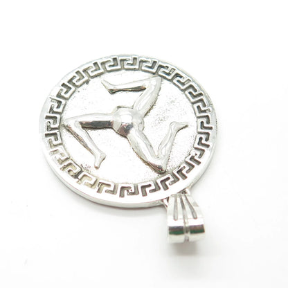 925 Sterling Silver Vintage Triskelion Sign Greek Maze Pendant