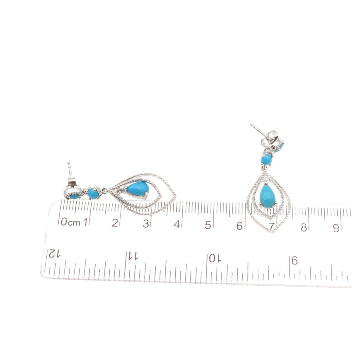 Chuck Clemency 925 Sterling Silver Real Turquoise Dangle Earrings