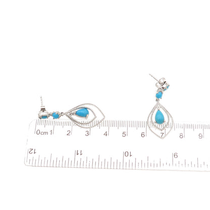 Chuck Clemency 925 Sterling Silver Real Turquoise Dangle Earrings