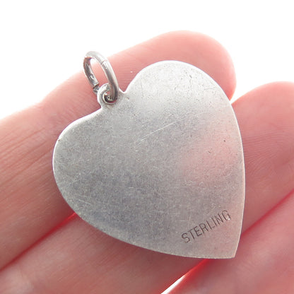 925 Sterling Silver Vintage Rhinestone Sweet Sixteen Heart Charm Pendant