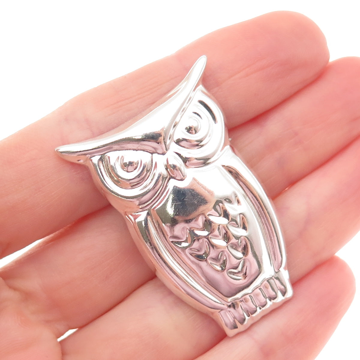925 Sterling Silver Vintage Mexico Wise Owl Pin Brooch