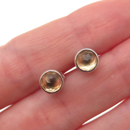Pandora 925 Sterling Silver Real Citrine November Birthstone Stud Earrings