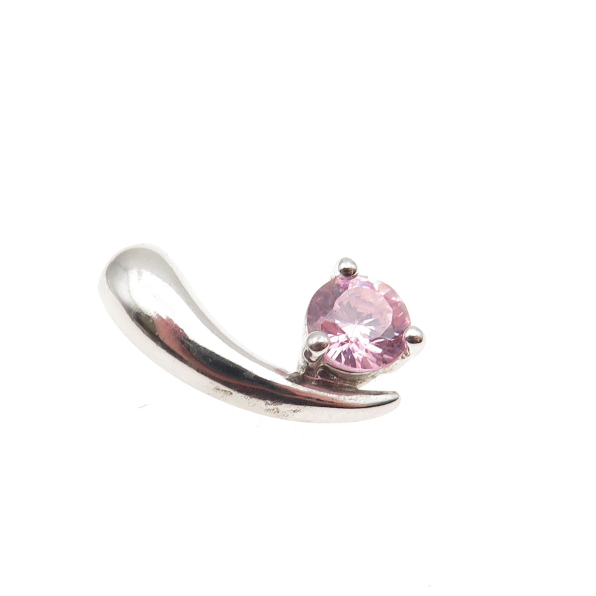925 Sterling Silver Round-Cut Pink C Z Mini Slide Charm Pendant
