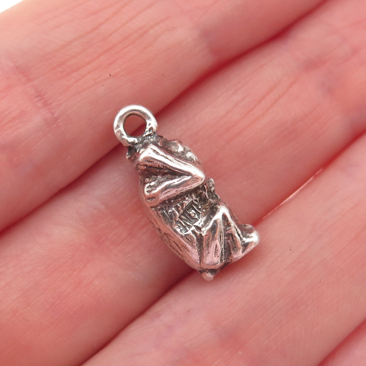 925 Sterling Silver Vintage Can't Hear Wise Monkey 3D Mini Charm Pendant