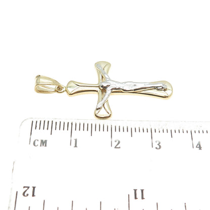 14K Yellow & White Gold Crucifix Cross Religious Charm Pendant