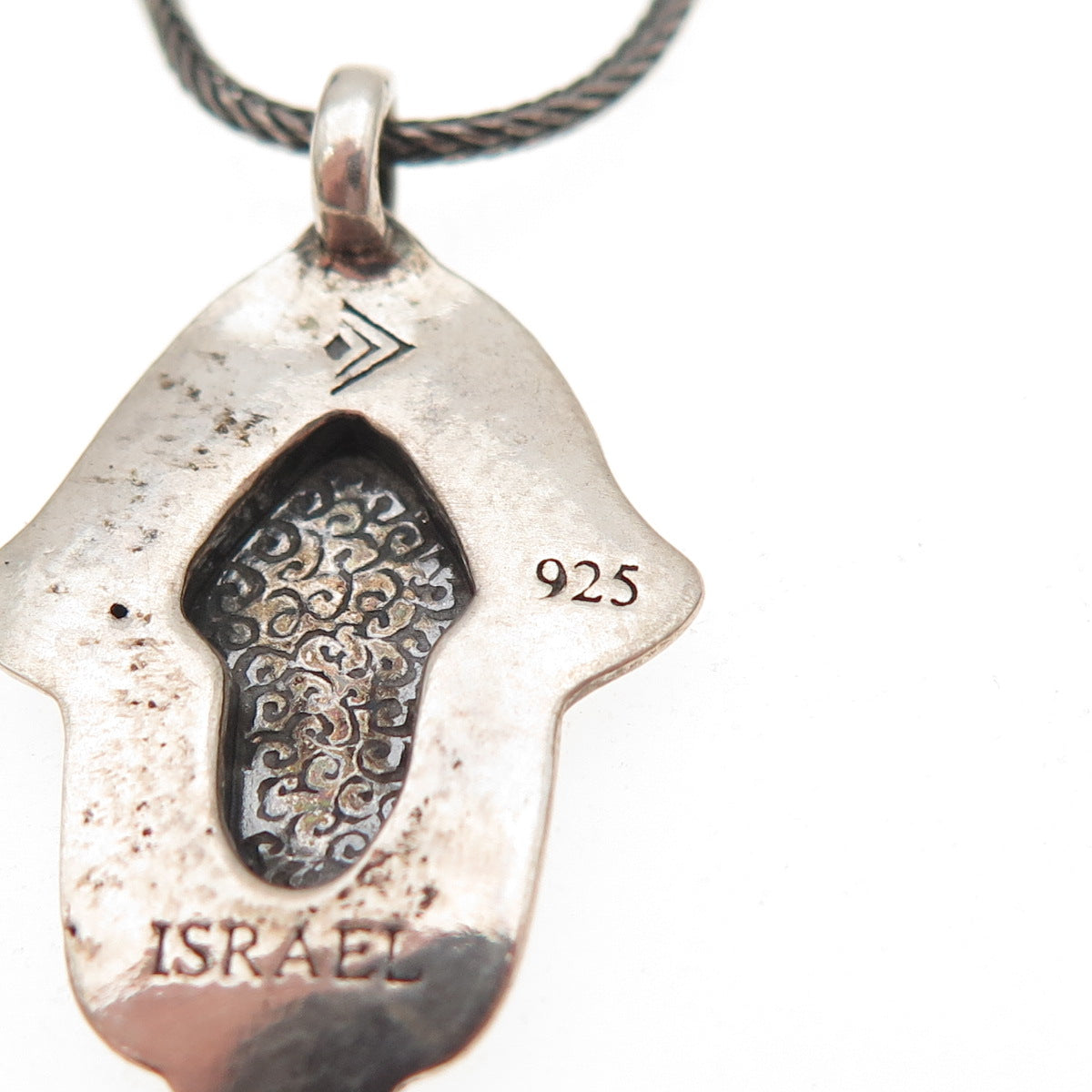 Silpada 925 Sterling Silver Vintage Hamsa Oxidized Spiga Chain Necklace 16"