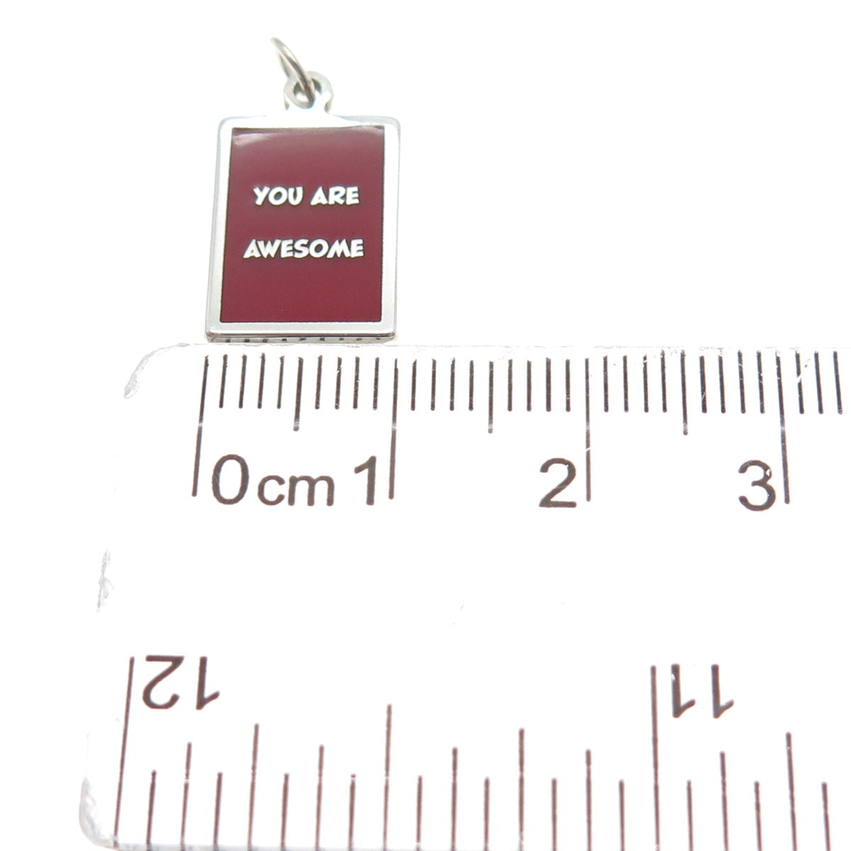 925 Sterling Silver Red Enamel You Are Awesome Minimalist Charm Pendant
