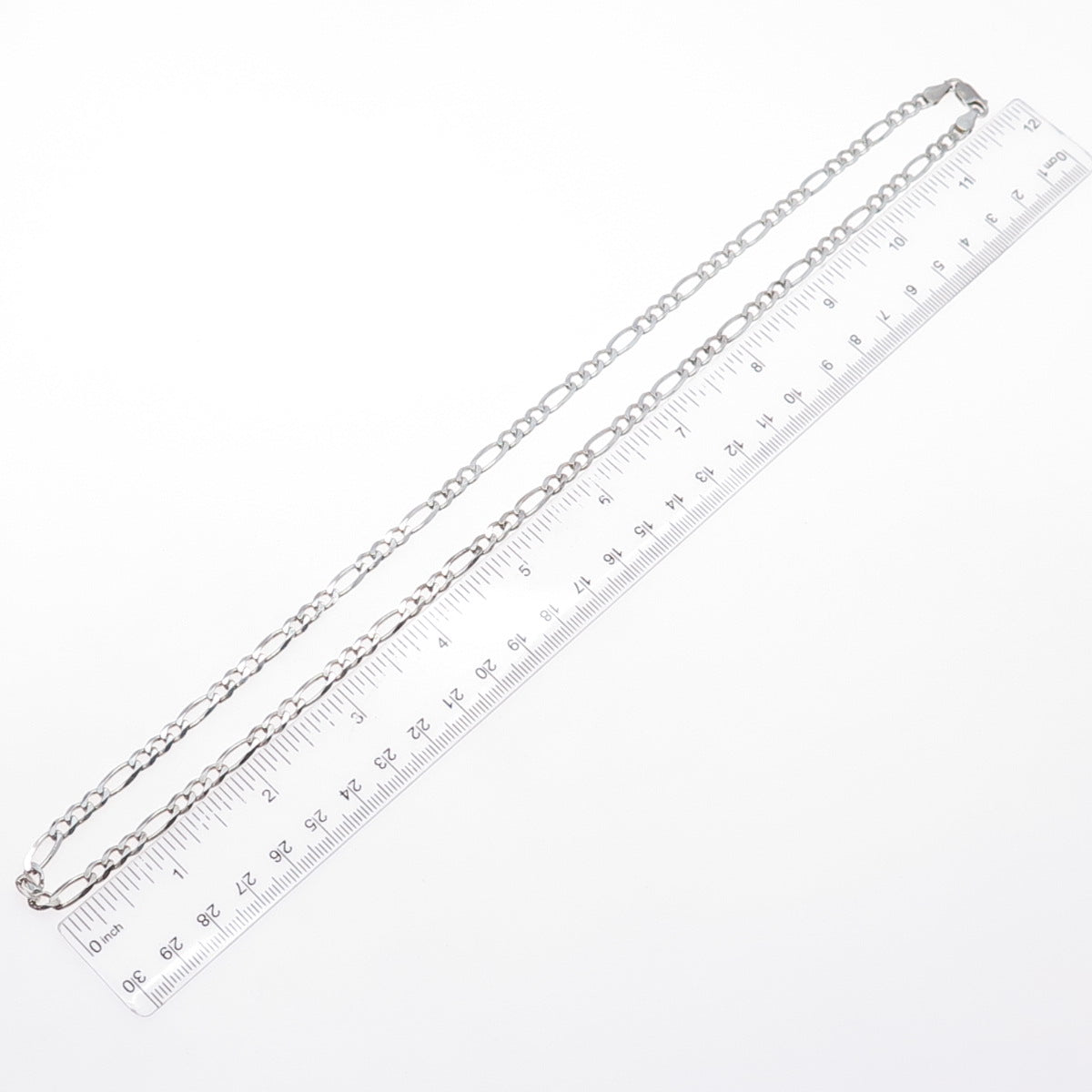 925 Sterling Silver Vintage Italy Figaro Chain Necklace 24"