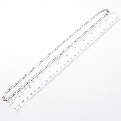 925 Sterling Silver Vintage Italy Figaro Chain Necklace 24"
