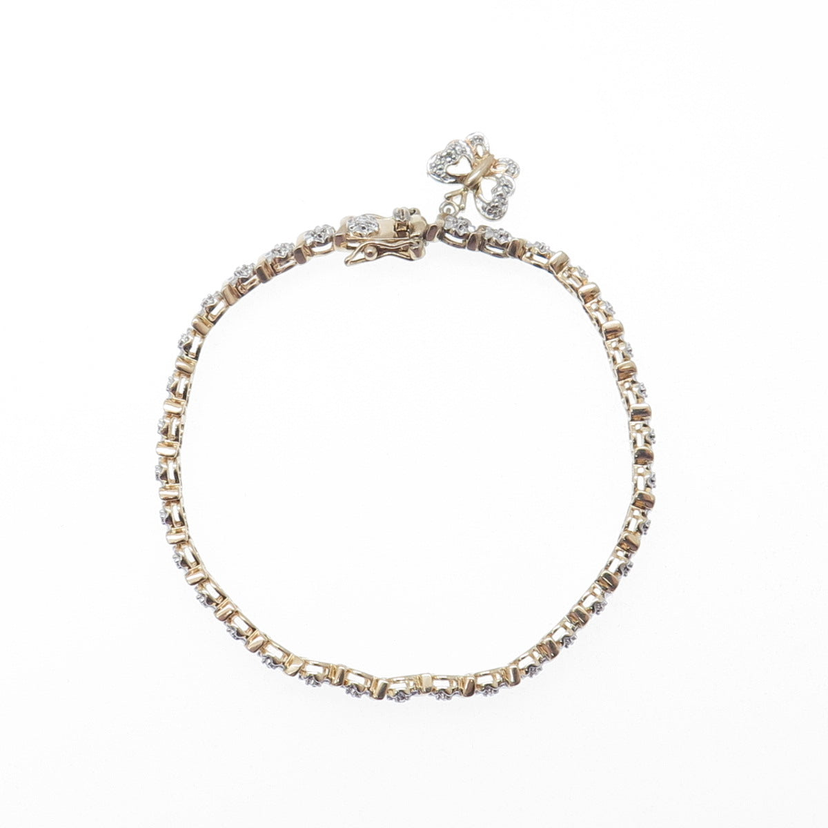 ROSS SIMONS Sterling Gold Plated Real Diamond Accent Tennis Link Bracelet 7"