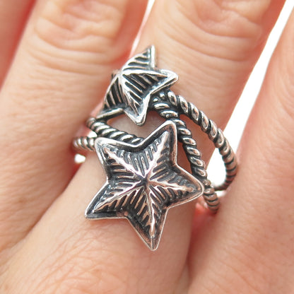 CAROLYN POLLACK AMERICAN WEST Sterling Silver Vintage Star Oxidized Ring Size 10