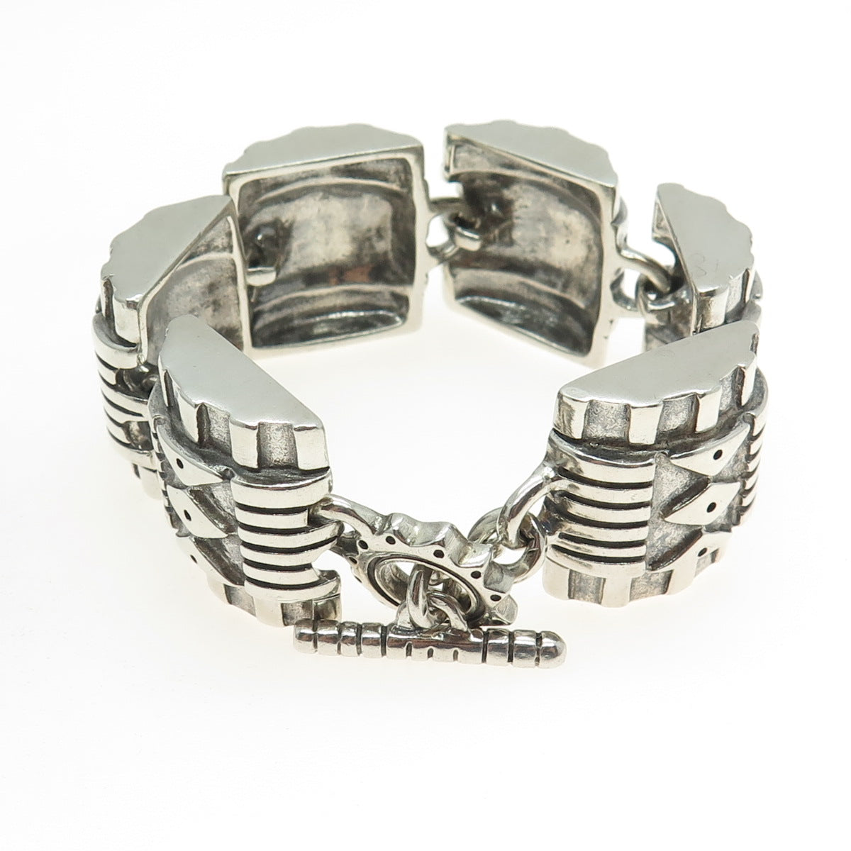 LISA JENKS 925 Sterling Silver Vintage Modenrist Solid 118.1g Bracelet 6.25"