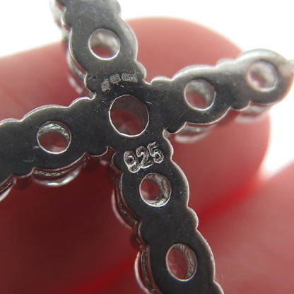 925 Sterling Silver Round-Cut Shaped C Z Cross Pendant