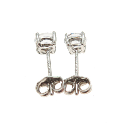 925 Sterling Silver Round-Cut C Z Stud Earrings