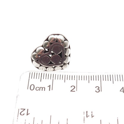 John Hardy 925 Sterling Silver Vintage Heart Dotted Tie Tack / Lapel Pin