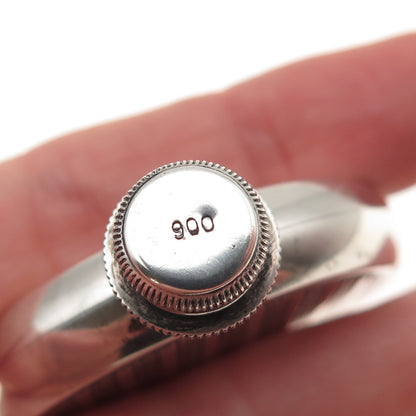 900 Silver Antique Art Deco Oxidized Round Perfume Bottle