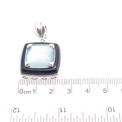 WHITNEY KELLY 925 Sterling Silver Vintage Real MOP & Black Onyx Charm Pendant