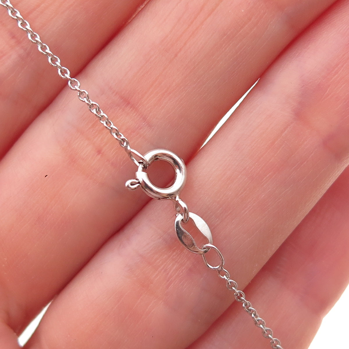 925 Sterling Silver Real Diamond & Sapphire Floral Disc Cable Chain Necklace 18"