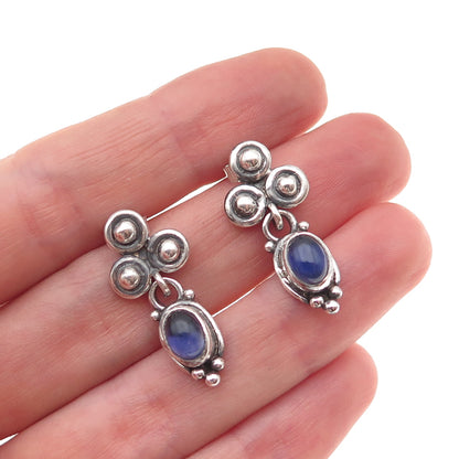 Donna Dale 999 Fine Silver Vintage Real Iolite Modernist Dangle Earrings