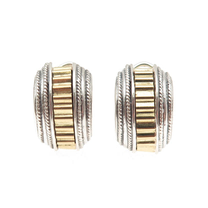 SDG Soli Deo Gloria 925 Sterling Silver 18K Gold Vintage Omega Back Earrings