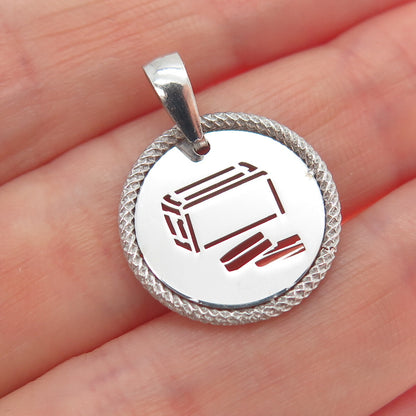 925 Sterling Silver Vintage Italy Tzedakah Box Judaica Minimalist Charm Pendant