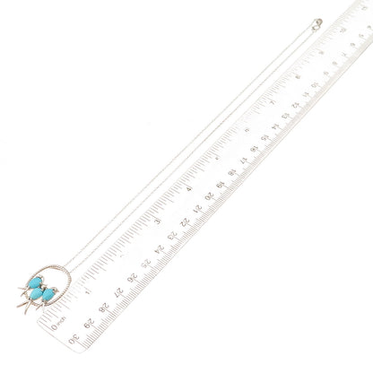 925 Sterling Silver Real Turquoise & White Topaz Birds Cable Chain Necklace 18"