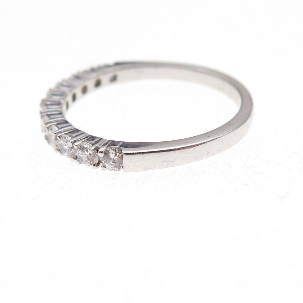 925 Sterling Silver Round-Cut C Z Half Eternity Band Ring Size 6.5