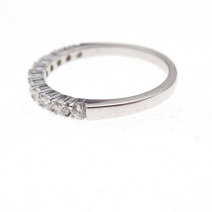 925 Sterling Silver Round-Cut C Z Half Eternity Band Ring Size 6.5