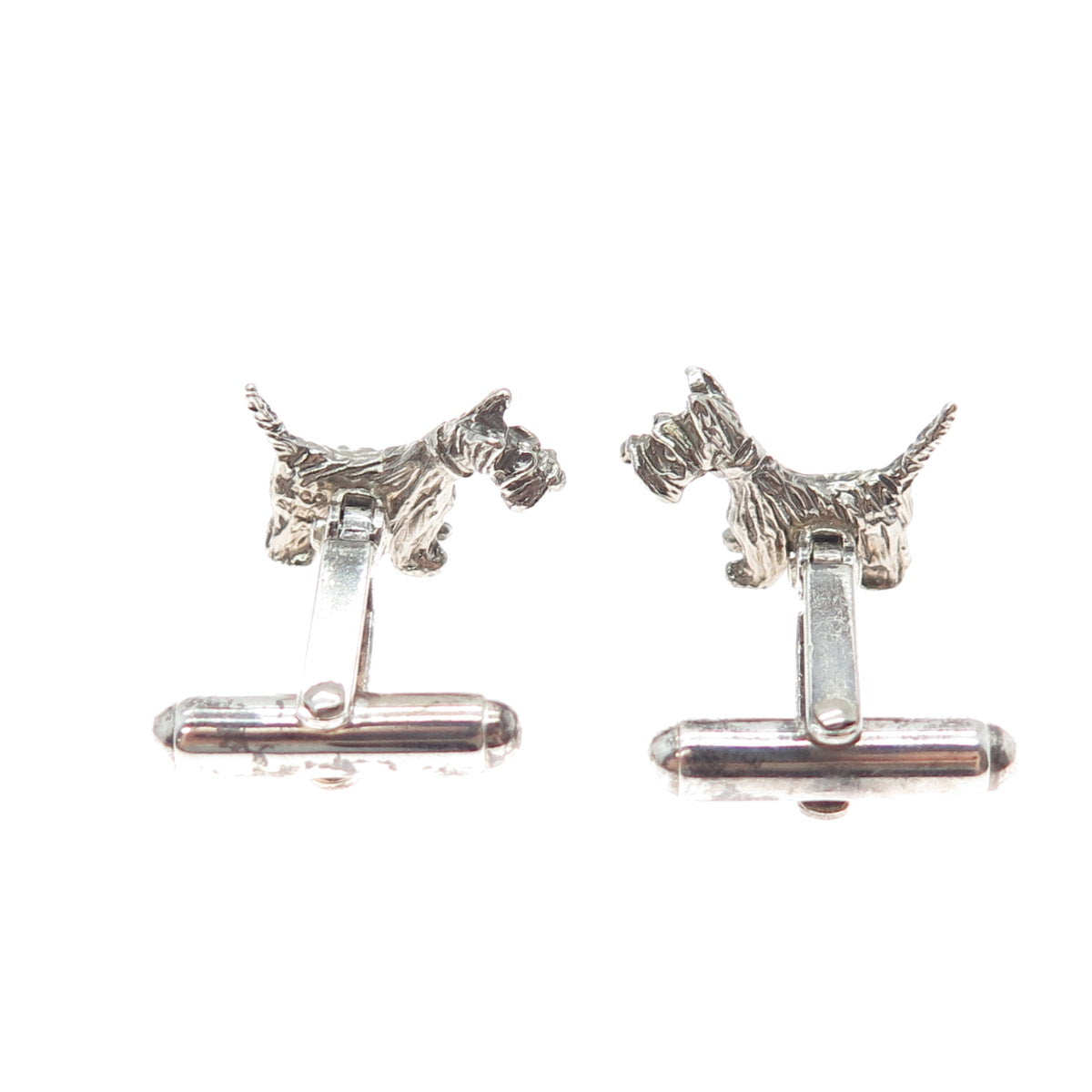 925 Sterling Silver Vintage Scottish Terrier Oxidized Cufflinks