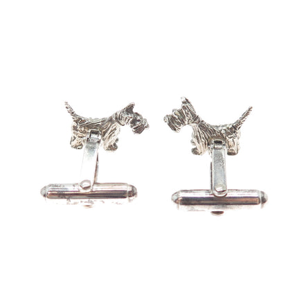 925 Sterling Silver Vintage Scottish Terrier Oxidized Cufflinks
