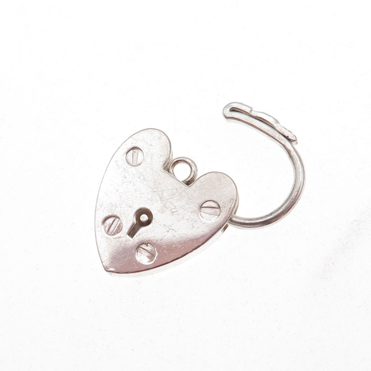 925 Sterling Silver Vintage Heart Padlock Clasp Charm Pendant