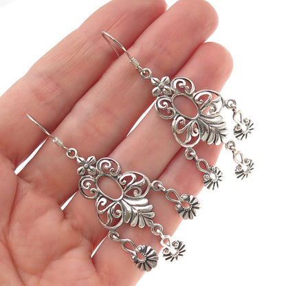 925 Sterling Silver Vintage Modernist Butterfly Oxidized Dangle Earrings