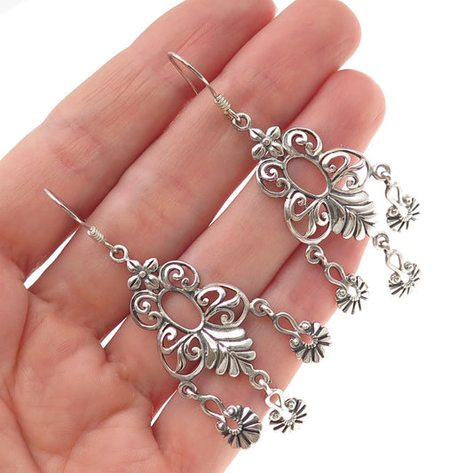 925 Sterling Silver Vintage Modernist Butterfly Oxidized Dangle Earrings