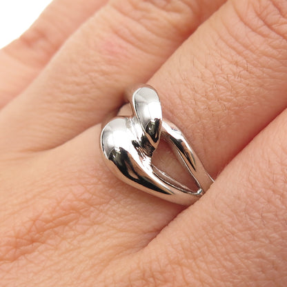 925 Sterling Silver Vintage Modernist Interlocked Ring Size 9.25