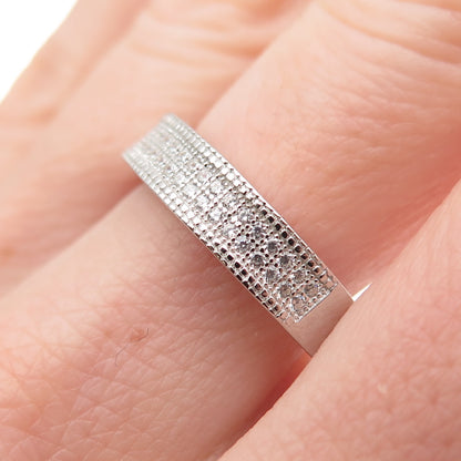 925 Sterling Silver Round-Cut C Z Band Ring Size 9.25