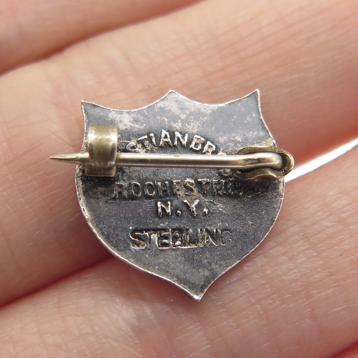 BASTIAN BROTHERS 925 Sterling Silver Antique Enamel 1909 WDC University Brooch