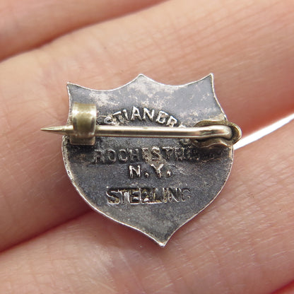 BASTIAN BROTHERS 925 Sterling Silver Antique Enamel 1909 WDC University Brooch
