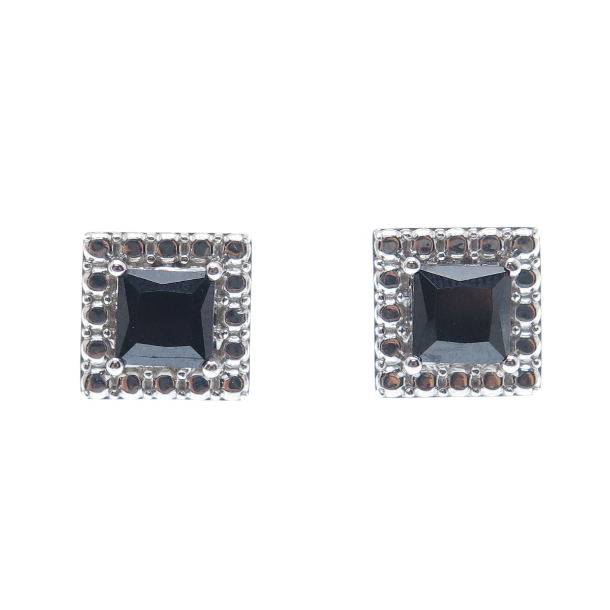 925 Sterling Silver Real Hematite Dotted Stud Earrings