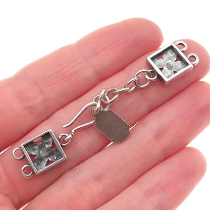 Tres Jolie 925 Sterling Silver Vintage Hook Lock Clasp Necklace Floral Ends