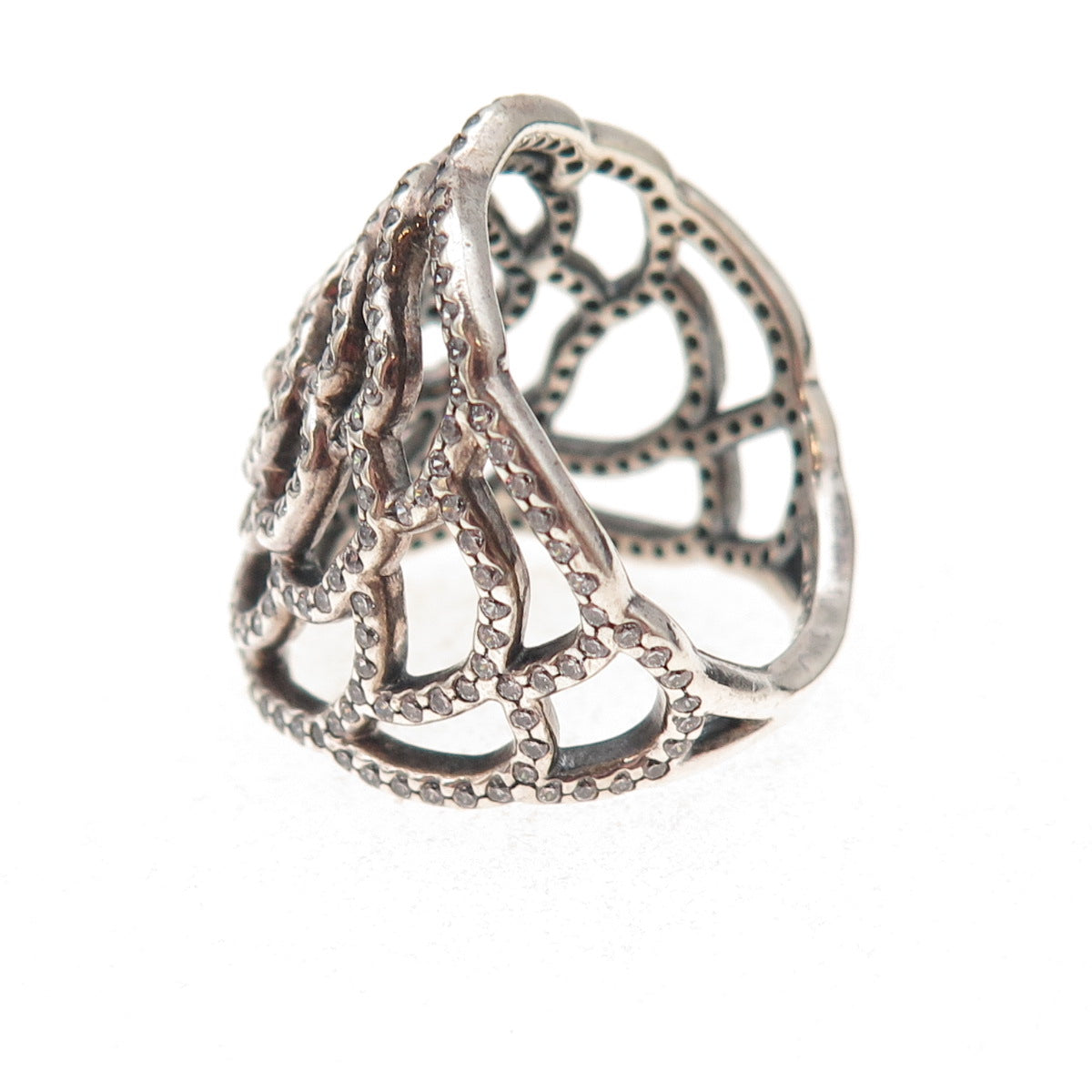 Pandora 925 Sterling Silver C Z Shimmering Rose Ring Size 6