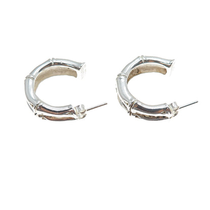 ECCLISSI 925 Sterling Silver Vintage Bamboo Hoop Earrings