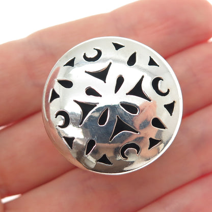 925 Sterling Silver Vintage Mexico Ornate Floral Snuff / Pill Box