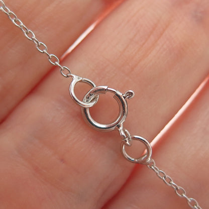 925 Sterling Silver Real Ruby & White Topaz Cable Chain Necklace 18"