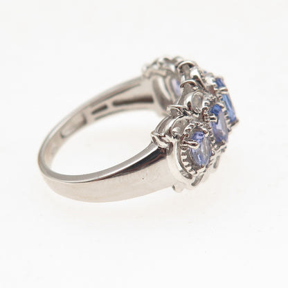 Chuck Clemency 925 Sterling Silver Real Oval-Cut Tanzanite Ring Size 8