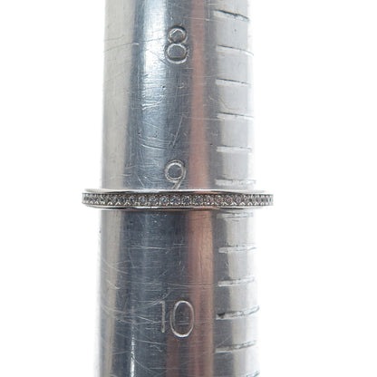 MILOR 925 Sterling Silver Italy Round-Cut C Z Bee Dangle Charm Ring Size 9.25