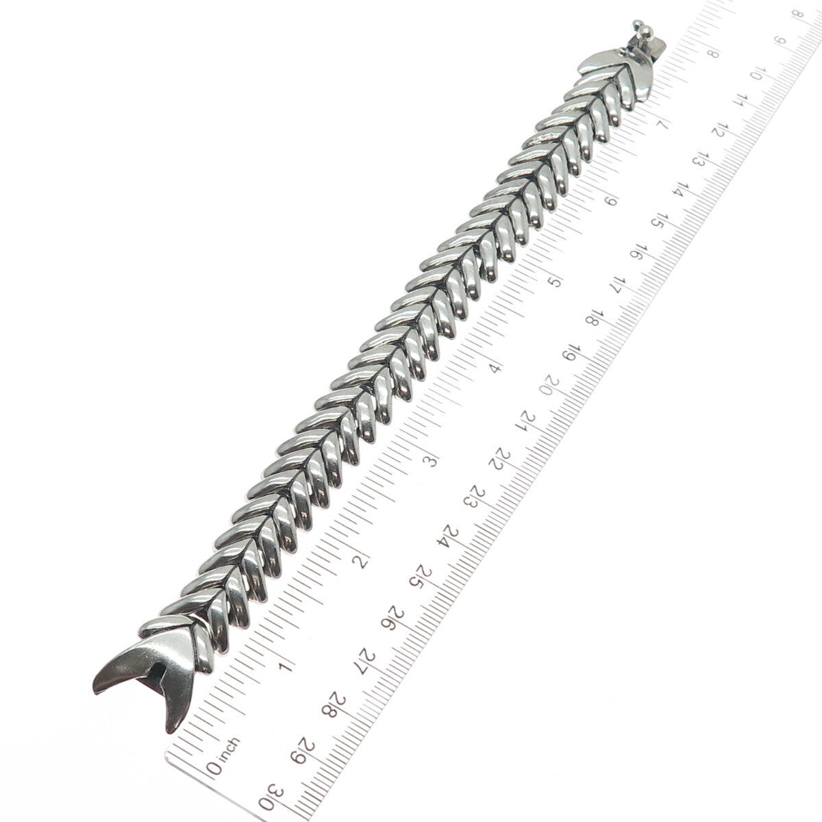 925 Sterling Silver Vintage Mexico Arrow Link Oxidized Bracelet 7"