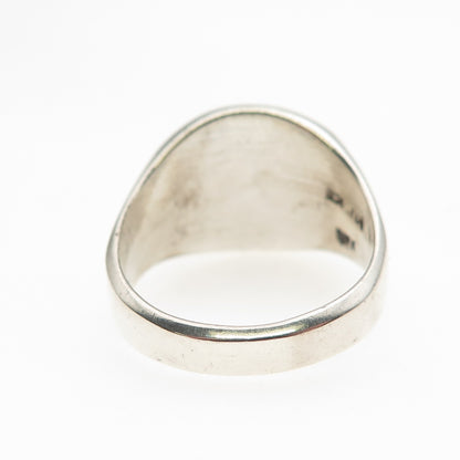 925 Sterling Silver Vintage Mexico Real Opal Modernist Ring Size 8.25