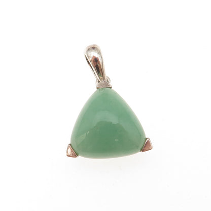 Michelle Albala Sterling Silver Vintage Real Aventurine Triangle Charm Pendant