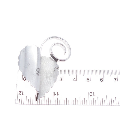 BEAU 925 Sterling Silver Antique Art Deco Floral Leaf Pin Brooch