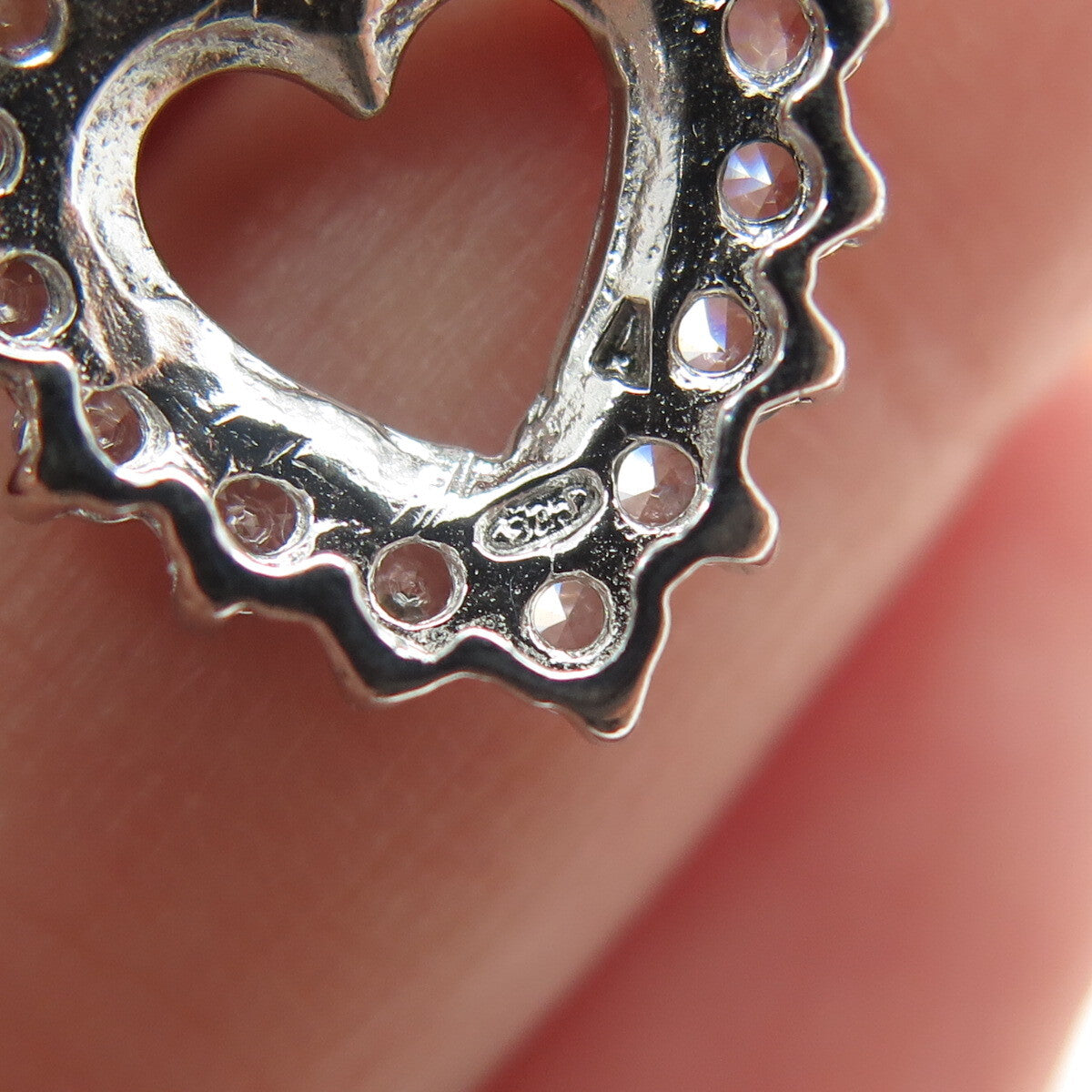 925 Sterling Silver Round-Cut C Z Heart Cable Chain Necklace 16"